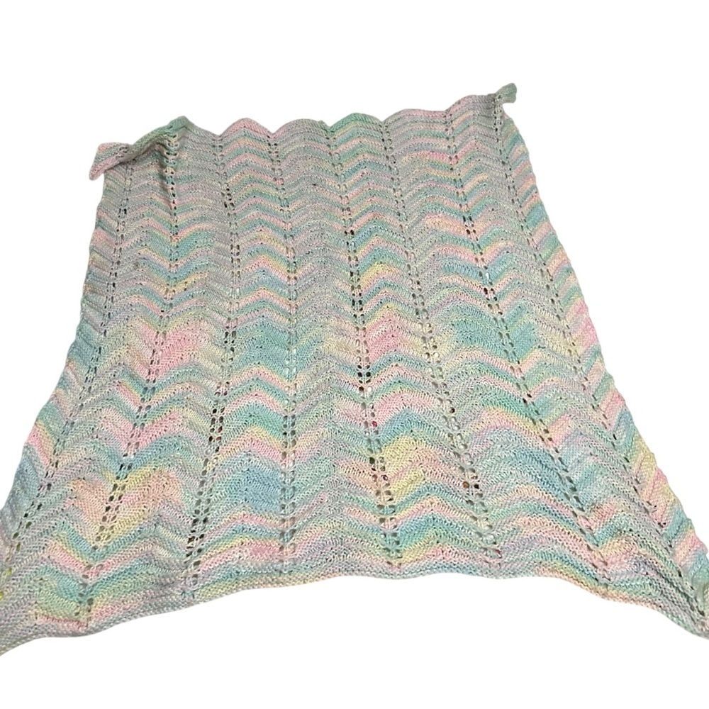 Vintage Pastel Chevron Crochet Baby Blanket